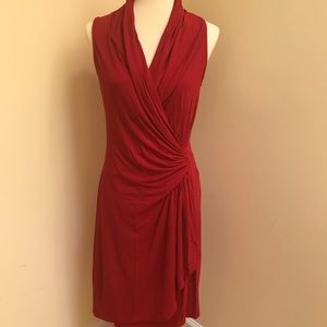 Karen Kane Red sleeveless faux wrap dress, size L
